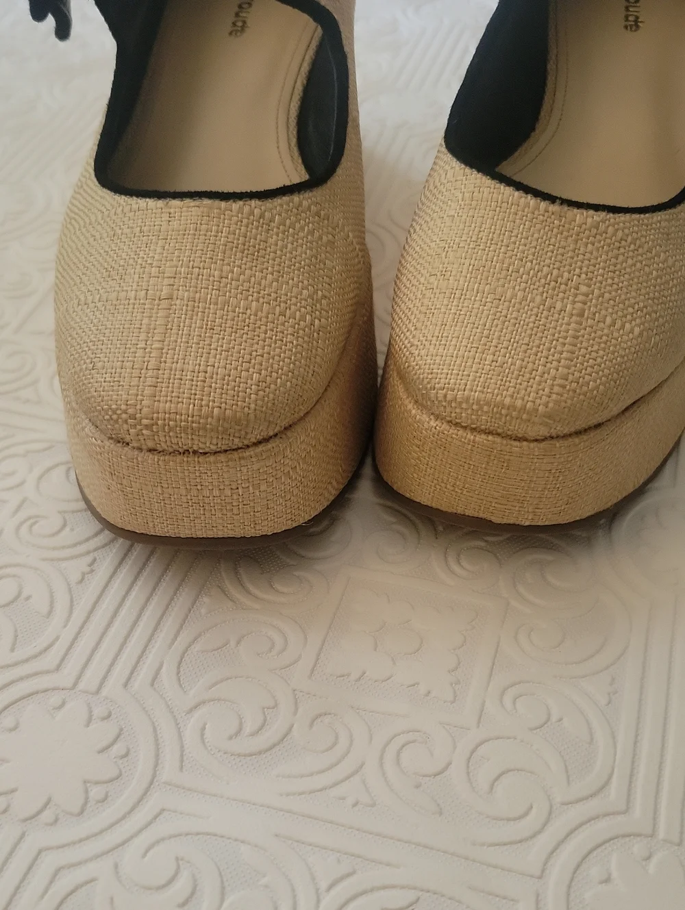 Anthropologie Larroudé Blair Flatform Maryjanes Platform Shoe Raffia Leather 7.5